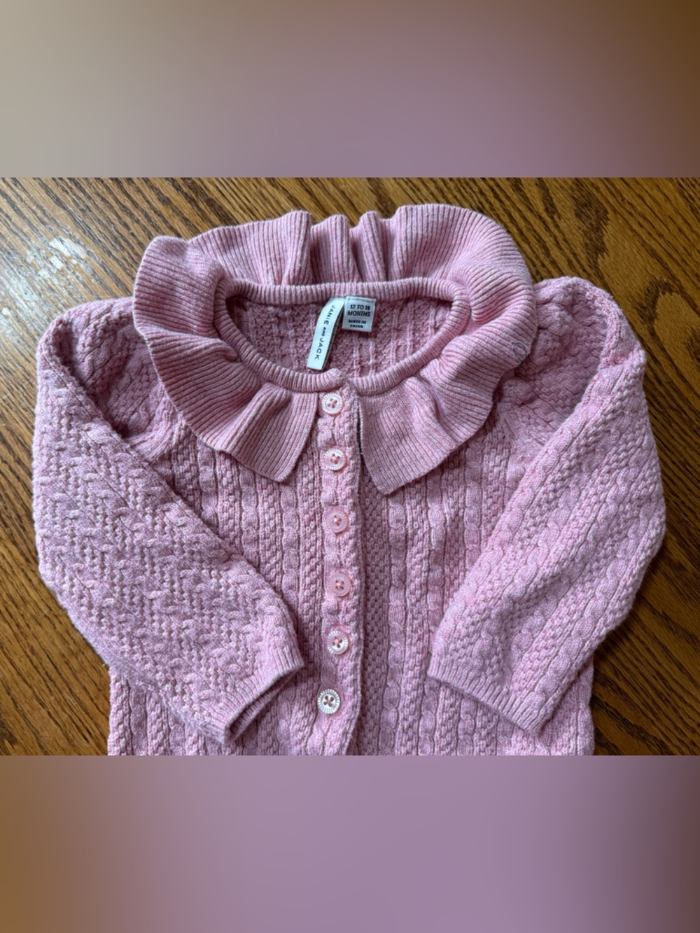 12-18 month Janie and Jack Pink Ruffled Collar Knit Baby Coveralls Overalls